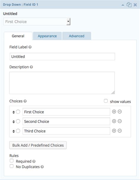 Method 1 Using the Gravity Forms Embed Form Button. . Gravity forms state dropdown